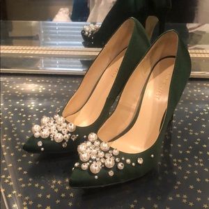 Nine West Emerald Green Satin Pumps